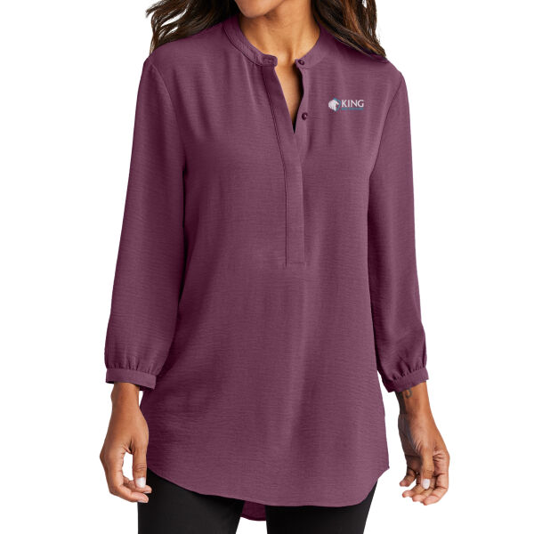   - Ladies 3/4 Sleeve Textured Crepe Tunic Thumbnail